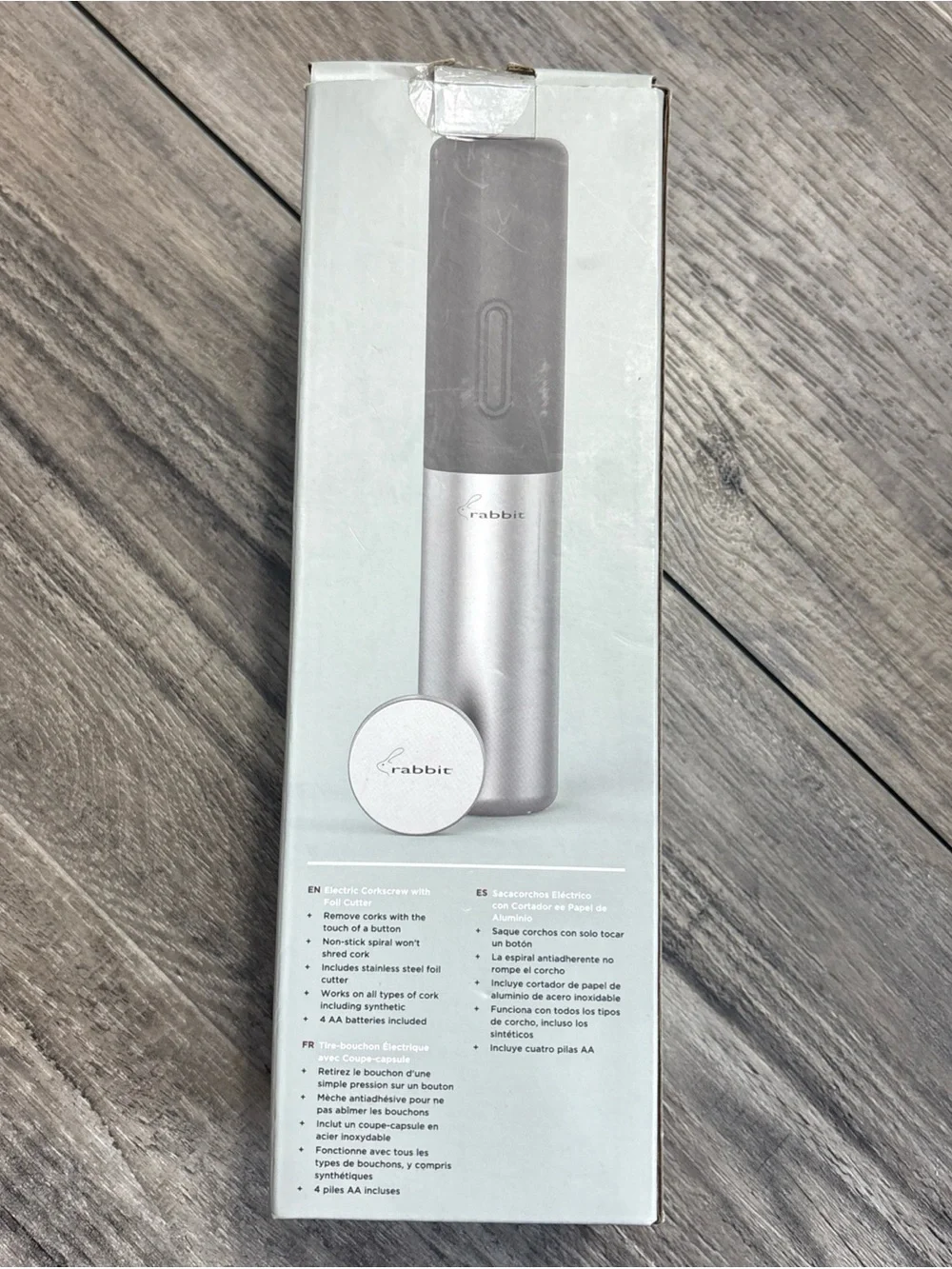 Rabbit Electric Corkscrew with Foil Cutter - Black and Silver